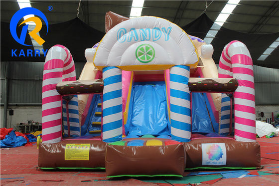 Opblaasbaar snoepkastel met bounce house glijcombo met blower en pvc-materiaal