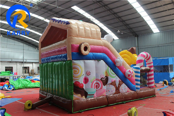 Opblaasbaar snoepkastel met bounce house glijcombo met blower en pvc-materiaal