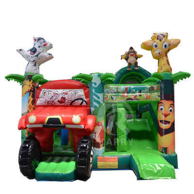 Digitaal drukken Jungle Adventure opblaasbaar springhuis met glijbaan en kasteelcombo