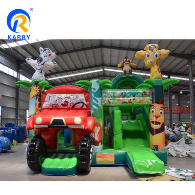 Digitaal drukken Jungle Adventure opblaasbaar springhuis met glijbaan en kasteelcombo