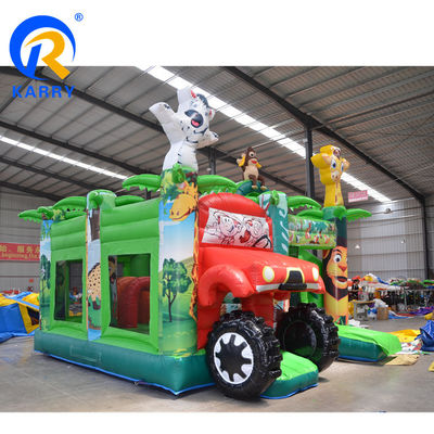 Digitaal drukken Jungle Adventure opblaasbaar springhuis met glijbaan en kasteelcombo