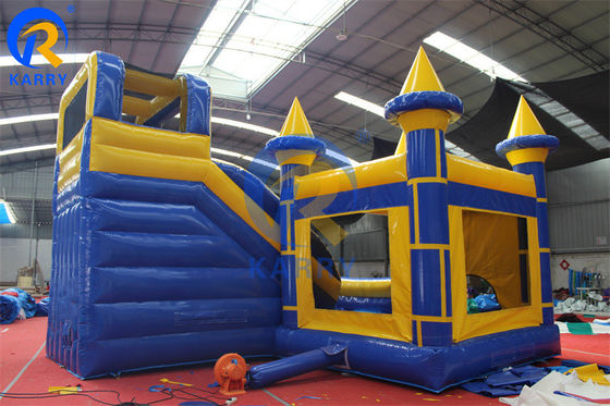 Gepersonaliseerd Grootte Blauw Opblaasbaar Combo Kasteel Glijden Springkasteel Commercieel Bouncy House