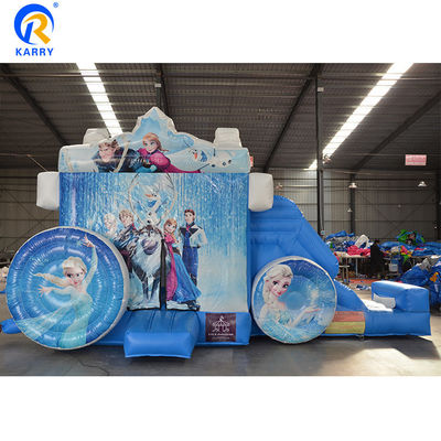 14 Years Up Frozen Wagon opblaasbaar springhuis met dia Populaire cartoon Bouncy Castle