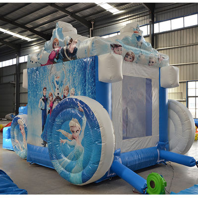 14 Years Up Frozen Wagon opblaasbaar springhuis met dia Populaire cartoon Bouncy Castle