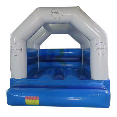 Wit en blauw commercieel springkasteel opblaasbaar springhuis voor unisex speeltuin
