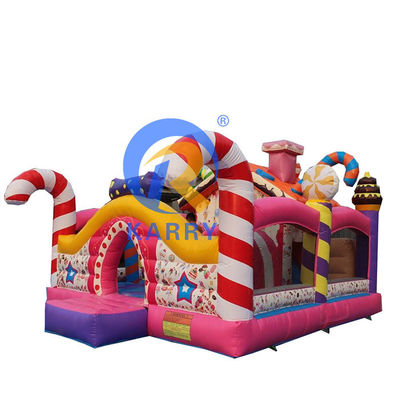 Kinderen buiten speeltuin Essentiële KARRY opblaasbare Candy House Combo Bouncer met glijbaan