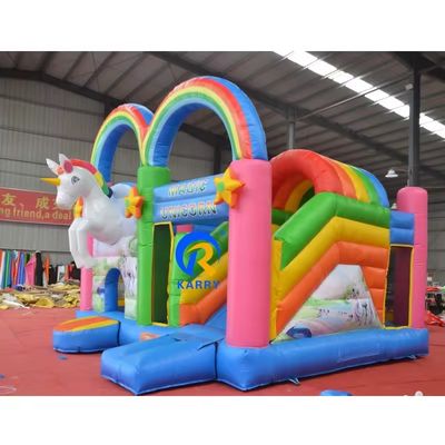 Features Draagbare regenboog eenhoorn opblaasbare combo voor volwassenen springen en kinderen feest