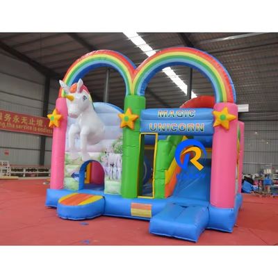 Features Draagbare regenboog eenhoorn opblaasbare combo voor volwassenen springen en kinderen feest