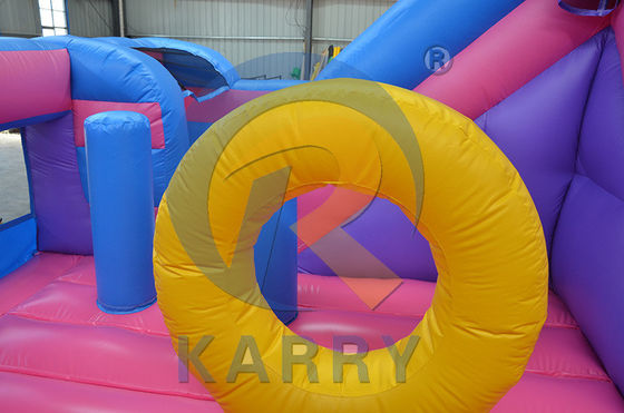 Rainbow Double Unicorn Air Trampoline opblaasbare kasteelslide Combo H14ft voor feest evenementen
