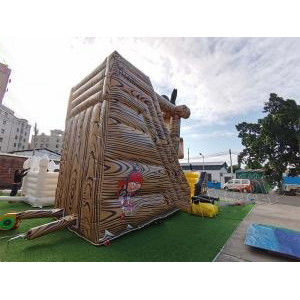 Gepersonaliseerde kleur opblaasbare trampoline combo glijbaan met houten springkasteel en glijbaan