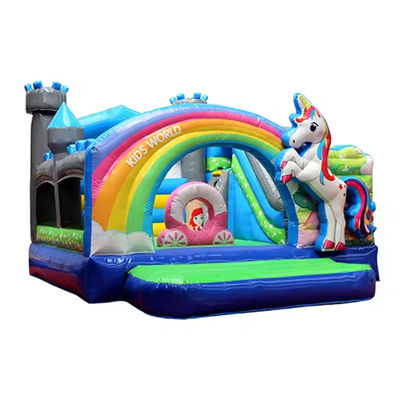 Gepersonaliseerde grootte 3D Rainbow Unicorn kasteel water glijbaan combinatie Perfect voor feesten