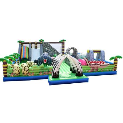 CE-certificaat Draagbare Dino opblaasbare trampoline uitschuiver Combo City Slide voor kinderen