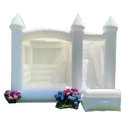 Outdoor Kids Party Must-Have Witte opblaasbare bruiloft Bounce House met glijbaan
