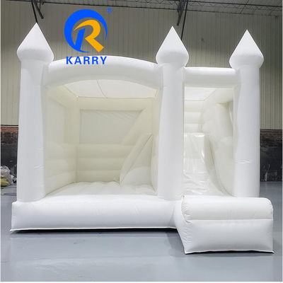 Outdoor Kids Party Must-Have Witte opblaasbare bruiloft Bounce House met glijbaan