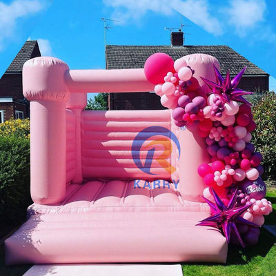 Huwelijksfeest Bouncy Castle Draagbare en duurzame lichtroze opblaasbare trampoline