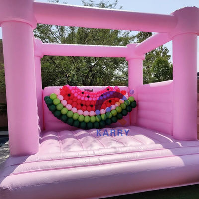Huwelijksfeest Bouncy Castle Draagbare en duurzame lichtroze opblaasbare trampoline