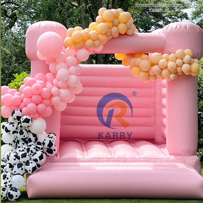 Huwelijksfeest Bouncy Castle Draagbare en duurzame lichtroze opblaasbare trampoline