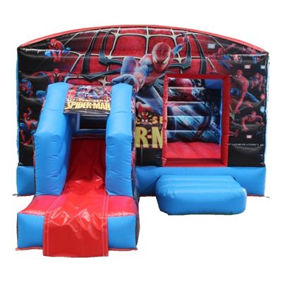 Outdoor Entertainment Spiderman opblaasbare uitsmijter kasteel combinatie glijbaan en bouncy house