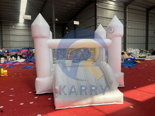 Huwelijksfeest op maat opblaasbaar wit springkasteel met glijbaan en uitsmijter combo