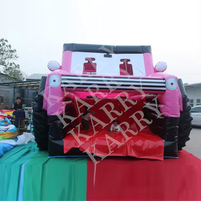 Blower met blower roze jeep opblaasbare springhuis met glijbaan en uitsmijter voor tieners