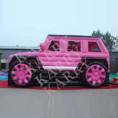 Blower met blower roze jeep opblaasbare springhuis met glijbaan en uitsmijter voor tieners