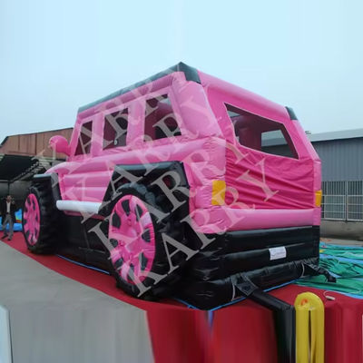 Blower met blower roze jeep opblaasbare springhuis met glijbaan en uitsmijter voor tieners