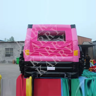 Blower met blower roze jeep opblaasbare springhuis met glijbaan en uitsmijter voor tieners