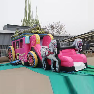 14 Jaar op Outdoor speeltuin Prinses koets opblaasbaar springhuis met glijbaan