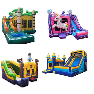 Volwassenen opblaasbare natte/droge combinatie Bounce House Slide met digitaal printen en blazer