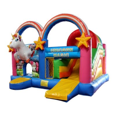 Persoonlijk gekleurde Palmboom Bouncy Castle met glijbaan opblaasbaar Bounce House