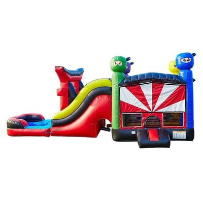 Persoonlijk gekleurde Palmboom Bouncy Castle met glijbaan opblaasbaar Bounce House