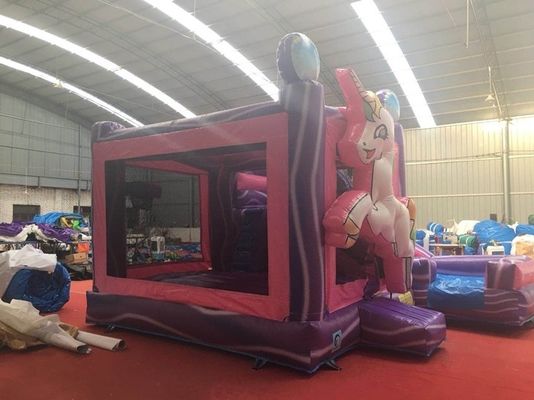 PORTABLE Bouncing Castle Combo Slide met EN71-certificering Regenboog Eenhoorn en Slide