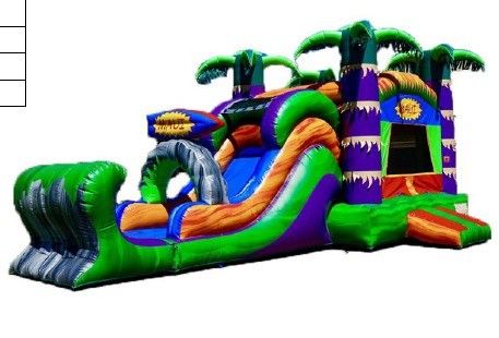 Geslachtsneutrale opblaasbare kastel springglijbaan perfect voor commerciële feestverhuur