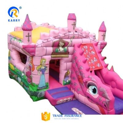 Kleuter Roze Kasteel Opblaasbare Kameleon Bouncy Kasteel Combo Glijbaan met Accessoires