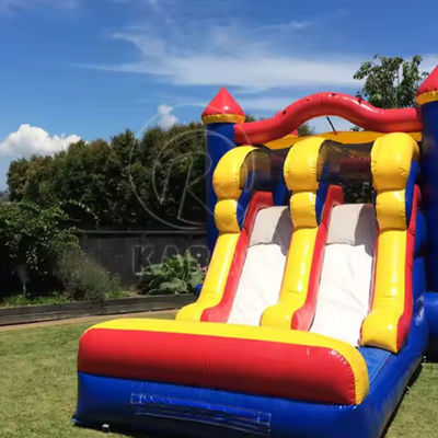 3in1 dubbele baan opblaasbare springkasteel glijcombo in kleurrijk ontwerp voor unisex