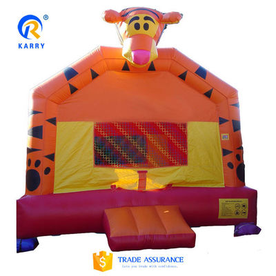 PVC Tarpaulin Cartoon Tiger Kids'Jumping Bouncy Castle met opblaasbare bouncer slide