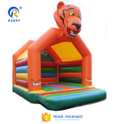PVC Tarpaulin Cartoon Tiger Kids'Jumping Bouncy Castle met opblaasbare bouncer slide