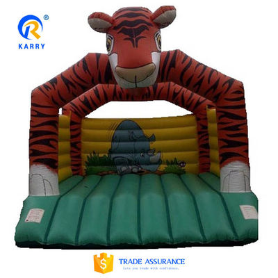 PVC Tarpaulin Cartoon Tiger Kids'Jumping Bouncy Castle met opblaasbare bouncer slide