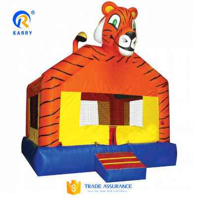 PVC Tarpaulin Cartoon Tiger Kids'Jumping Bouncy Castle met opblaasbare bouncer slide