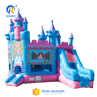 Persoonlijke kleur Prinses kasteel/slide combo PORTABLE Frozen Theme PVC Bouncy Castle