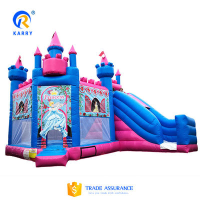 Persoonlijke kleur Prinses kasteel/slide combo PORTABLE Frozen Theme PVC Bouncy Castle