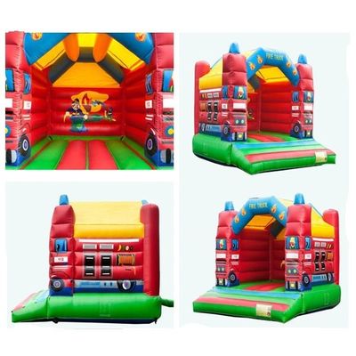 Brandweerwagen PVC commercieel springhuis combo voor evenementen opblaasbaar springhuis