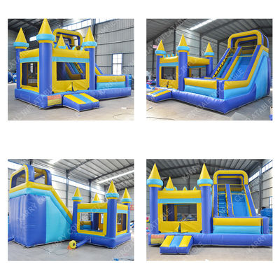 Verzending per zee/lucht PVC Spiderman opblaasbaar springhuis met glijcombo