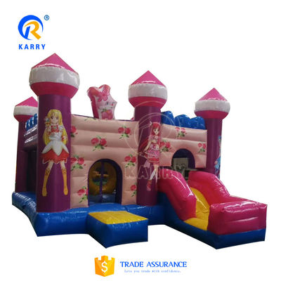 Meisjes Roze Cartoon Bala Magic Fairy Opblaasbare Bouncer Castle met Slide 6*4*3.5m Grootte