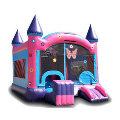 Meisjes Roze Cartoon Bala Magic Fairy Opblaasbare Bouncer Castle met Slide 6*4*3.5m Grootte