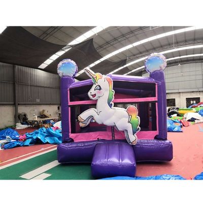 Digitaal drukken Regenboog eenhoorn PVC opblaasbaar Paarse kasteel Commercieel springkastel