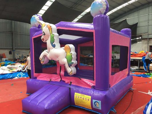 Digitaal drukken Regenboog eenhoorn PVC opblaasbaar Paarse kasteel Commercieel springkastel