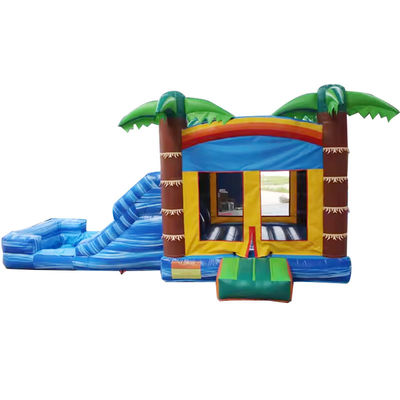 Unisex Palmboom opblaasbaar springkasteel Springkasteel met zwembad en springgebied