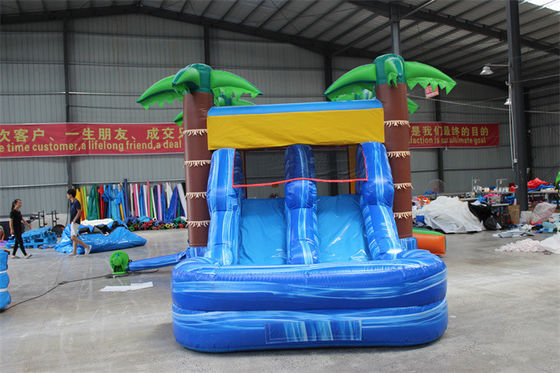 Unisex Palmboom opblaasbaar springkasteel Springkasteel met zwembad en springgebied