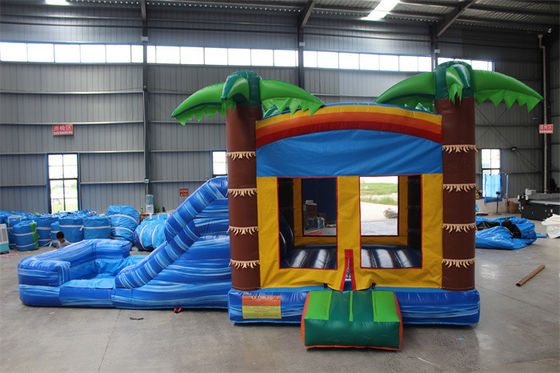 Unisex Palmboom opblaasbaar springkasteel Springkasteel met zwembad en springgebied